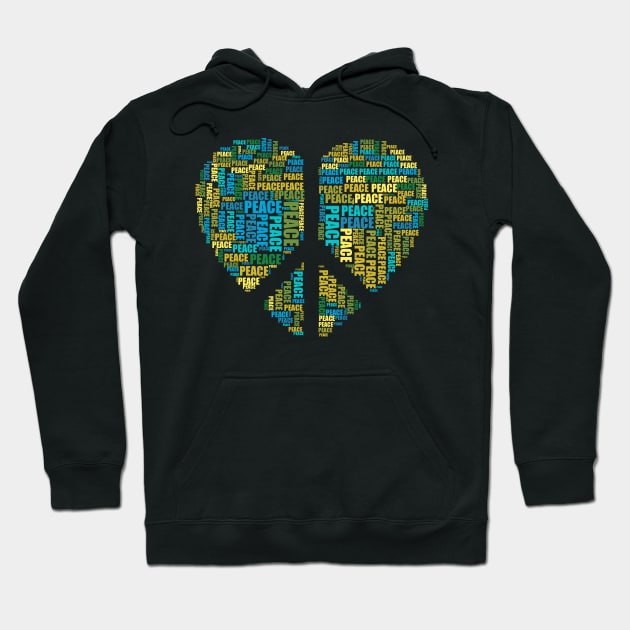 Peace Sign and Love Heart Shape Design Hoodie by Sanu Designs